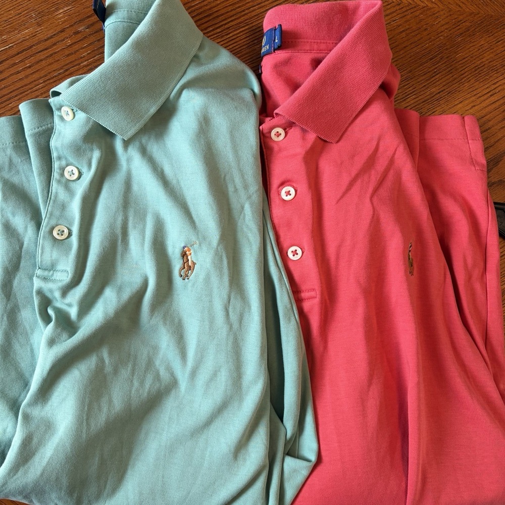 Polo Ralph Lauren 2 Shirt Bundle Coral Teal Classic Fit L Academia Work Casual